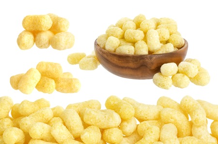 Corn sticks isolated on white backgroundの写真素材