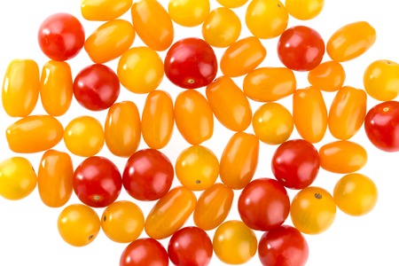 Group of very fresh cherry tomatoes isolated on a white backgroundの写真素材