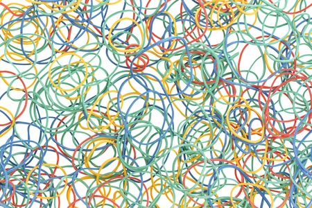 Rubber bands isolated on white backgroundの写真素材