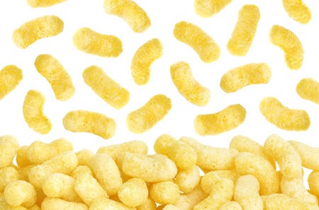 Corn sticks isolated on white backgroundの写真素材