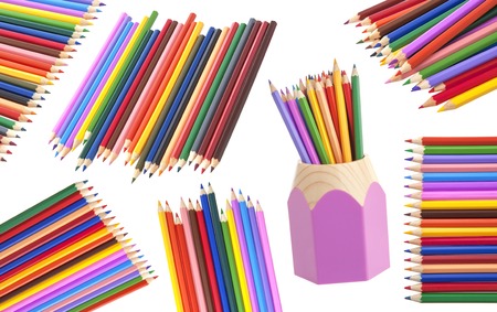Colored pencils collection isolated on white backgroundの写真素材