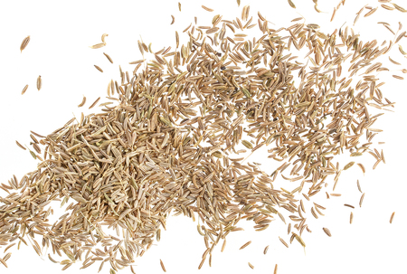 Cumin seeds or caraway isolated on white background, top viewの写真素材