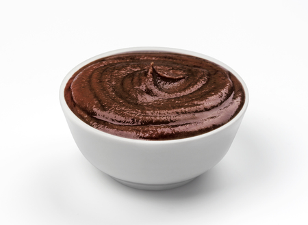 Barbecue sauce in a bowl isolated on white background with clipping pathの写真素材