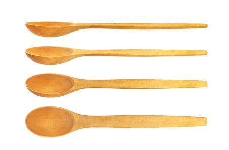 Wooden spoon isolated on white background with clipping pathの写真素材