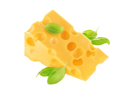 Piece of cheese isolated on a white background. With clipping path.の写真素材