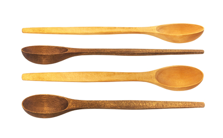 Wooden spoon isolated on white background with clipping pathの写真素材