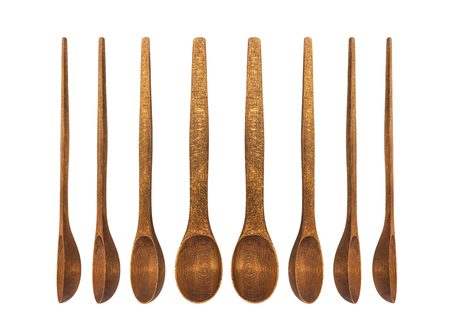 Wooden spoon isolated on white background with clipping pathの写真素材