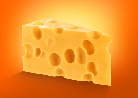 Piece of cheese isolated on a white background. With clipping path.の写真素材