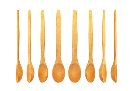 Wooden spoon isolated on white background with clipping pathの写真素材