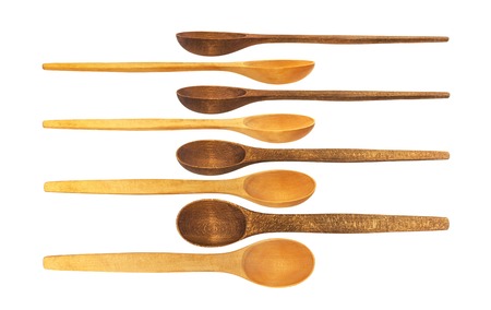 Wooden spoon isolated on white background with clipping pathの写真素材