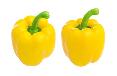 Yellow bell pepper isolated on white background, with clipping pathの写真素材