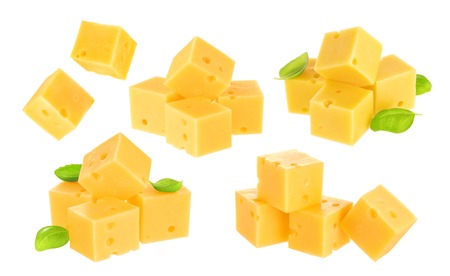 Piece of cheese isolated on a white background. With clipping path.の写真素材