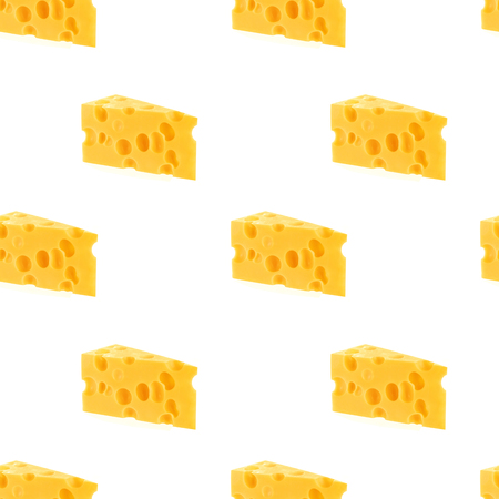 Cheese seamless pattern isolated on white backgroundの写真素材