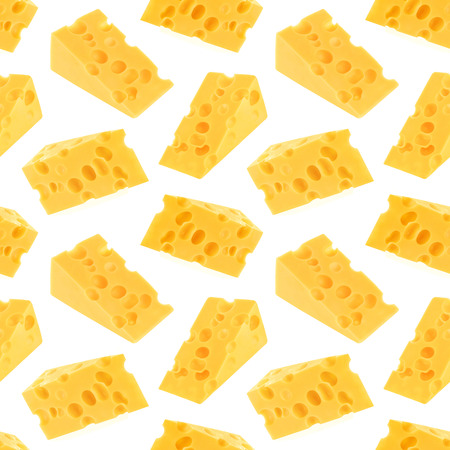 Cheese seamless pattern isolated on white backgroundの写真素材