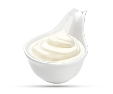 Sour cream on white backgroundの写真素材