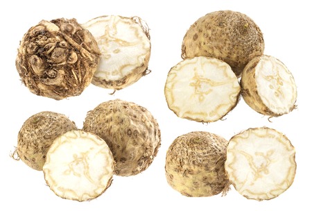 Celery root isolated on a white background, with clipping pathの写真素材