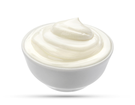 Sour cream on whiteの写真素材