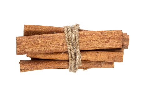 Cinnamon sticks bunch isolated on white background with clipping pathの写真素材