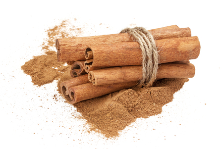 Cinnamon isolated on white background with clipping pathの写真素材