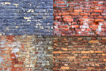 Close-up of old brick wall background texture.の写真素材