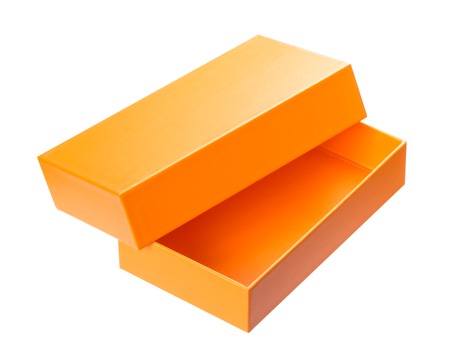 Color cardboard box mock up isolated on white backgroundの写真素材
