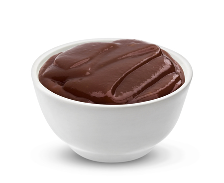 Barbecue sauce in bowl isolated on white background with clipping path, one of the collection of various saucesの写真素材