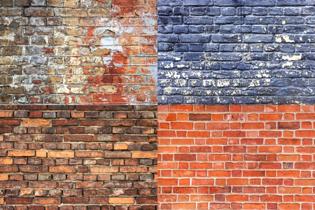 Old cracked brick wall texture collectionの写真素材