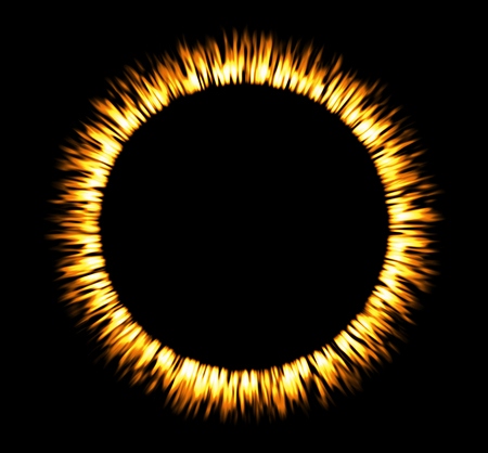 Round fire frame. Fire eclipse or fire swirlの写真素材