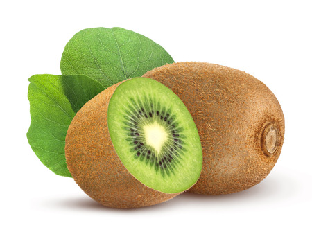 Isolated kiwi fruit. Collection of whole and cut kiwi isolated on a white background with clipping path.の写真素材