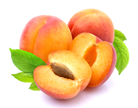 Apricots isolated on white background with clipping pathの写真素材