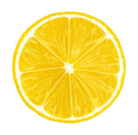 Lemon slice on white background with clipping pathの写真素材
