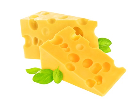 Piece of cheese isolated on white backgroundの写真素材