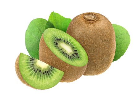 Kiwi fruit isolated on white backgroundの写真素材