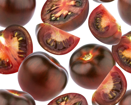 Black tomatoes seamless pattern. Black tomato isolated on white backgroundの写真素材