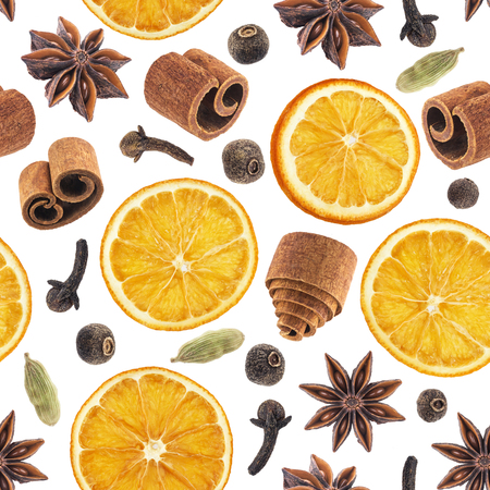 Seamless pattern of christmas spicesの写真素材