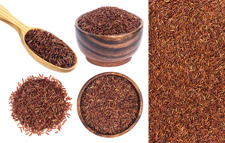 Red rice isolated on white backgroundの写真素材