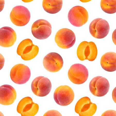 Seamless pattern. Apricot isolated on white background