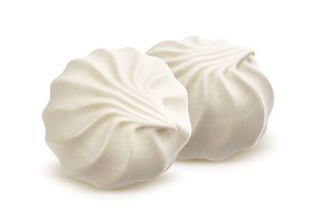 Vanilla marshmallow, russian zephyr isolated on white backgroundの写真素材