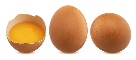 Chicken eggs isolated on white background with clipping path