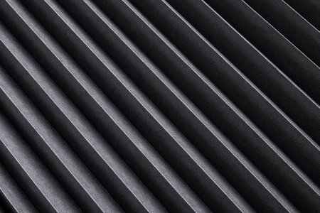 Black striped texture, ribbed metal backgroundの写真素材