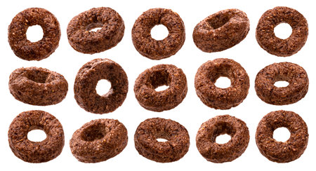 Chocolate corn rings isolated on white background