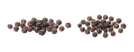 Black pepper seeds isolated on white background , macro