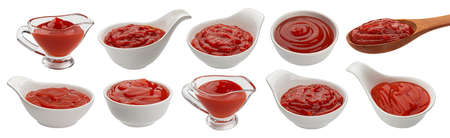 Ketchup isolated on white backgroundの写真素材