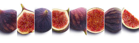 Fresh figs isolated on white background, top viewの写真素材