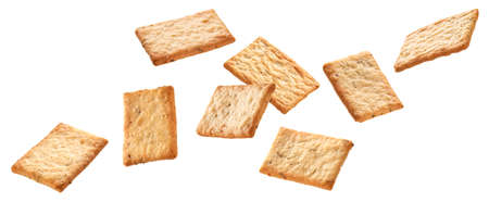 Crispbread, italian snack cookies isolated on white backgroundの写真素材