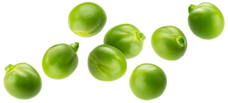 Green peas isolated on white backgroundの写真素材