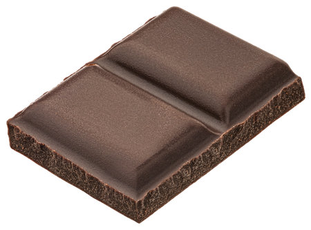 Dark chocolate bar isolated on white background, full depth of fieldの写真素材