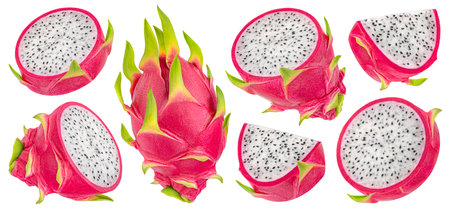 Dragon fruit isolated on white backgroundの写真素材