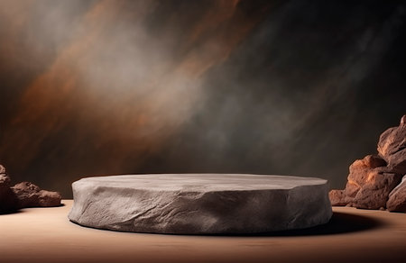 Empty stone table, mockup design background, product display montage, AI generatedの素材