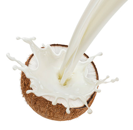 Coconut milk splash isolated on white backgroundの写真素材